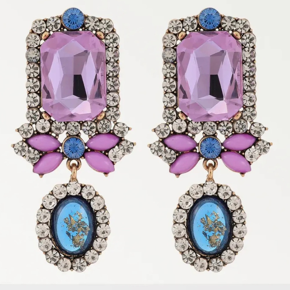 Elegant Purple and Blue Crystal Earrings
